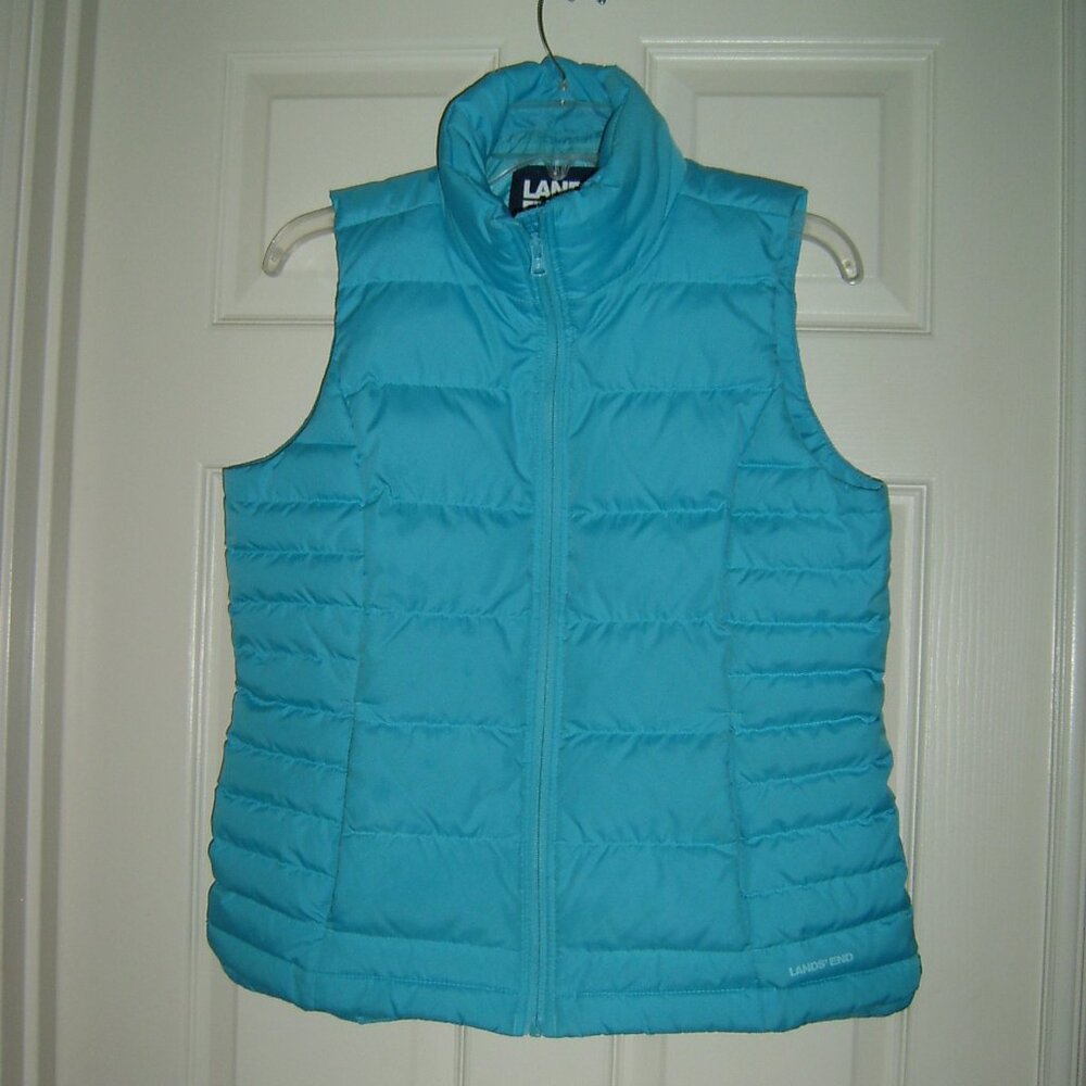 Lands' End Women's Turquoise Puffer Quilted Vest Size S
